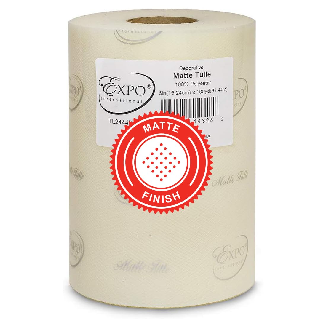 Expo International Decorative Matte Tulle Spool of 6 inch X 100 yards | Ivory