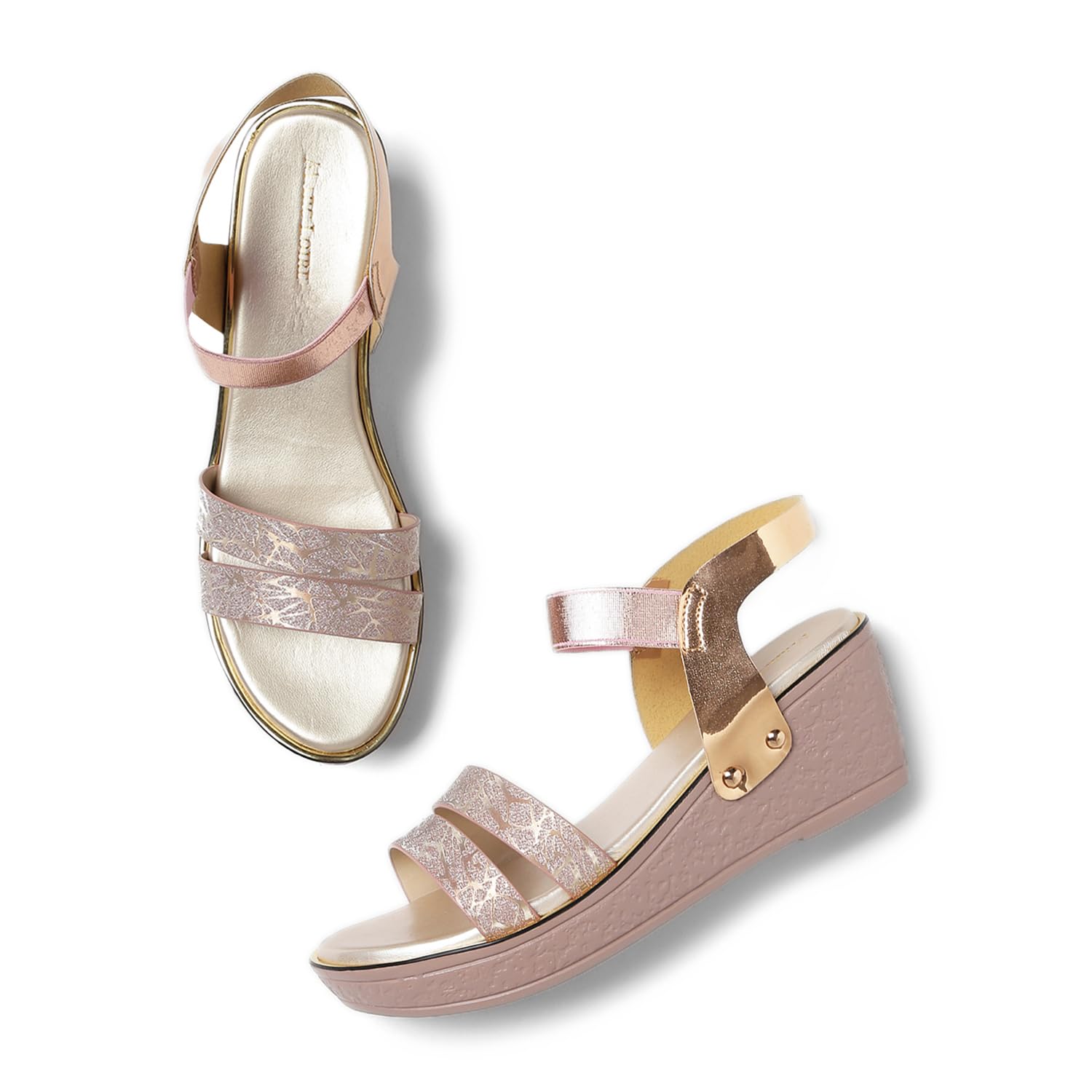 Marc Loire Women Open Toe Double Straps Platform Heels (Rose Gold, Numeric_5) (B0CFVH681B) Amazon Price History, Amazon Price Tracker