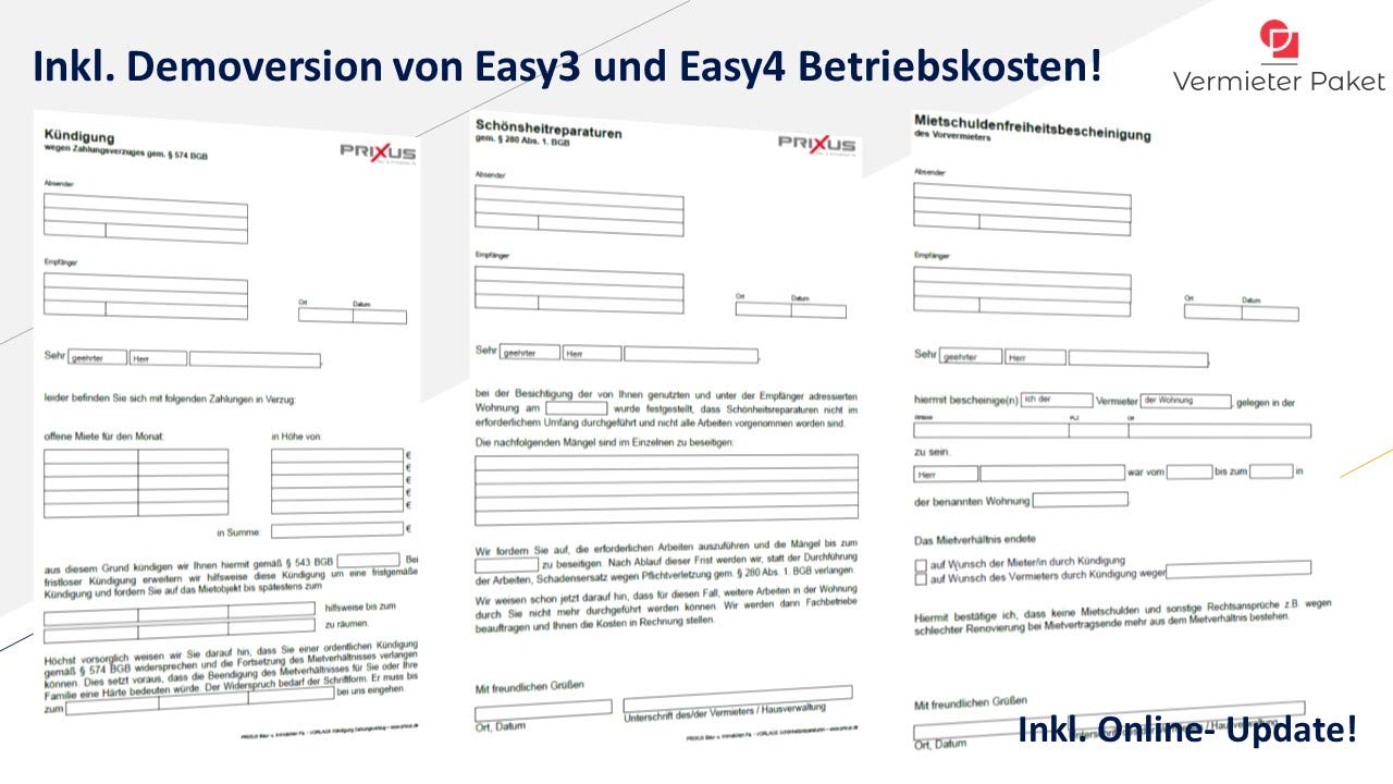 Das Vermieterpaket: Ihr Schlüssel zur mühelosen Vermieterverwaltung! CD-ROM & Kostenlose Online Updates.