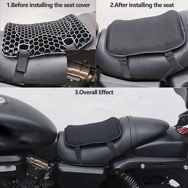 Motorrad Sitzkissen Moto für BMW F 750 GS, Atmungsaktive Stoßdämpfung Motorrad Sitzpolster, Motorrad Sitzkissen für Lange Fahrten, Schwarz