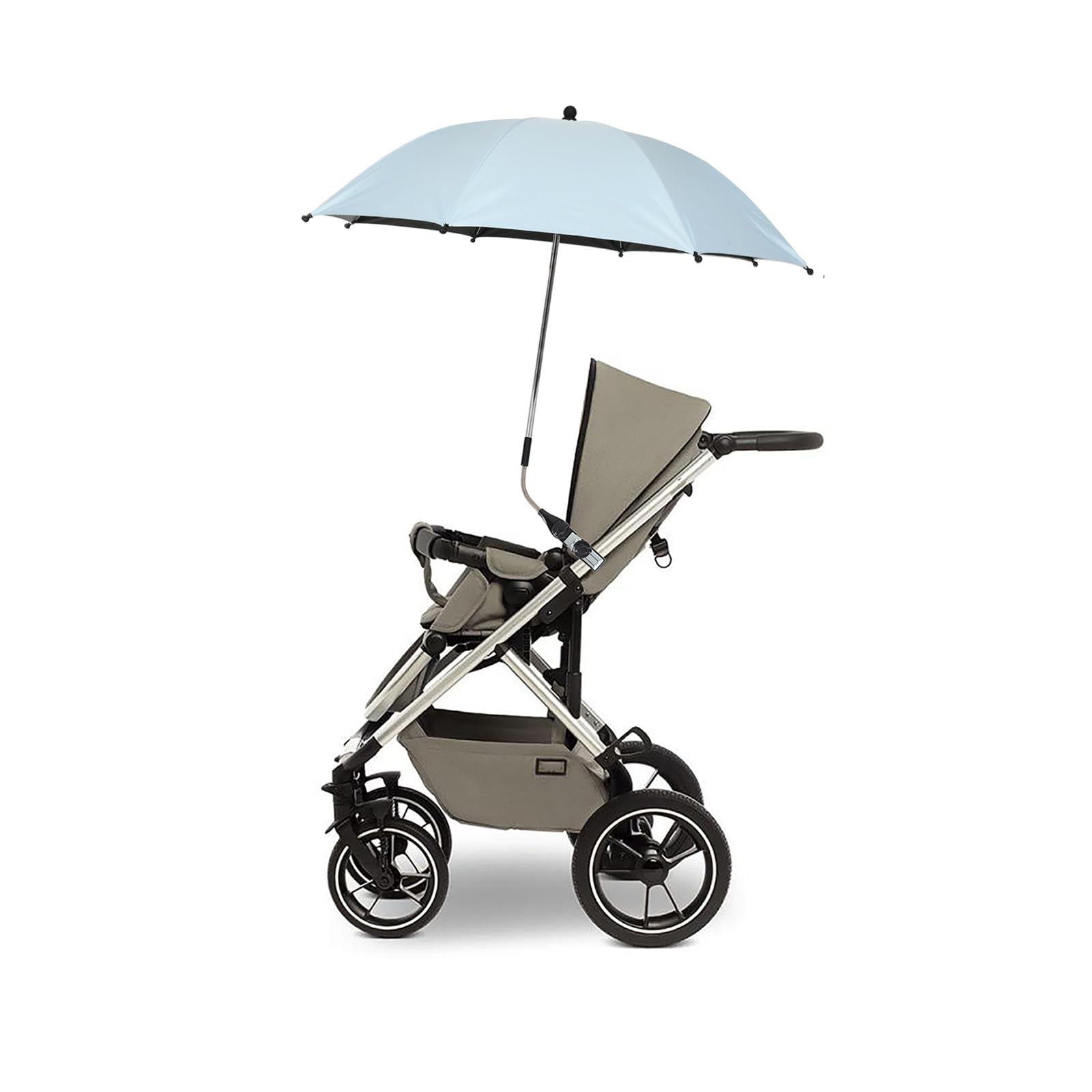Kinderwagen-Sonnenschirm mit verstellbarer Klemme, zum Anklippen, LSF 50+, ideal für Kinderwagen, Kinderwagen