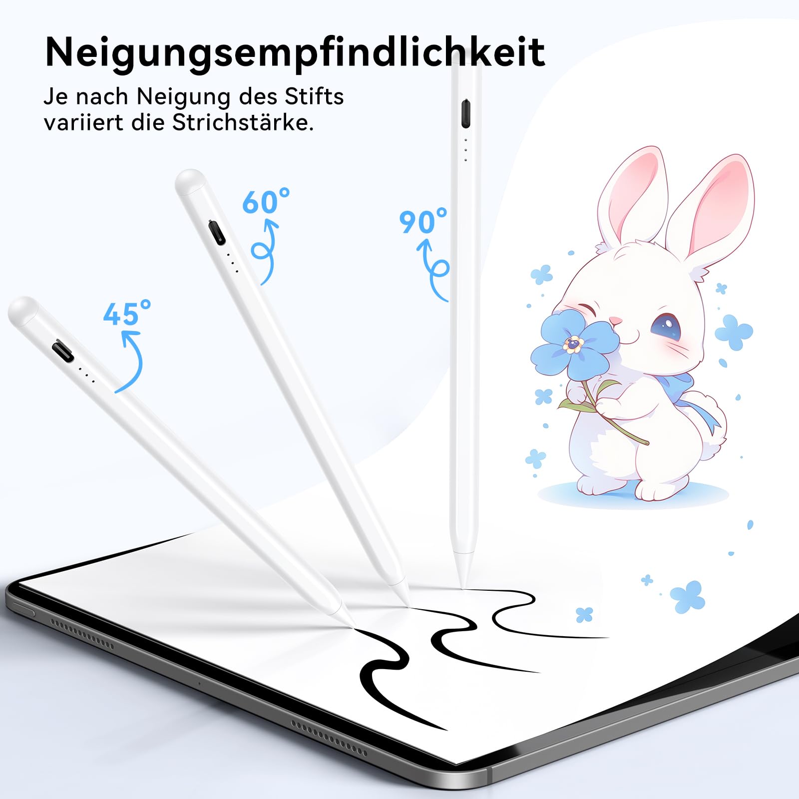 HJCE Pencil 2. generacji rysik do Apple iPad (2018-2025), dokładność pikseli, czułość na nachylenie, kompatybilny z iPad 11(A16)/10/9/8/7/6, Pro 12,9/11/13", Air 3/4/5, Mini 5/6/A17