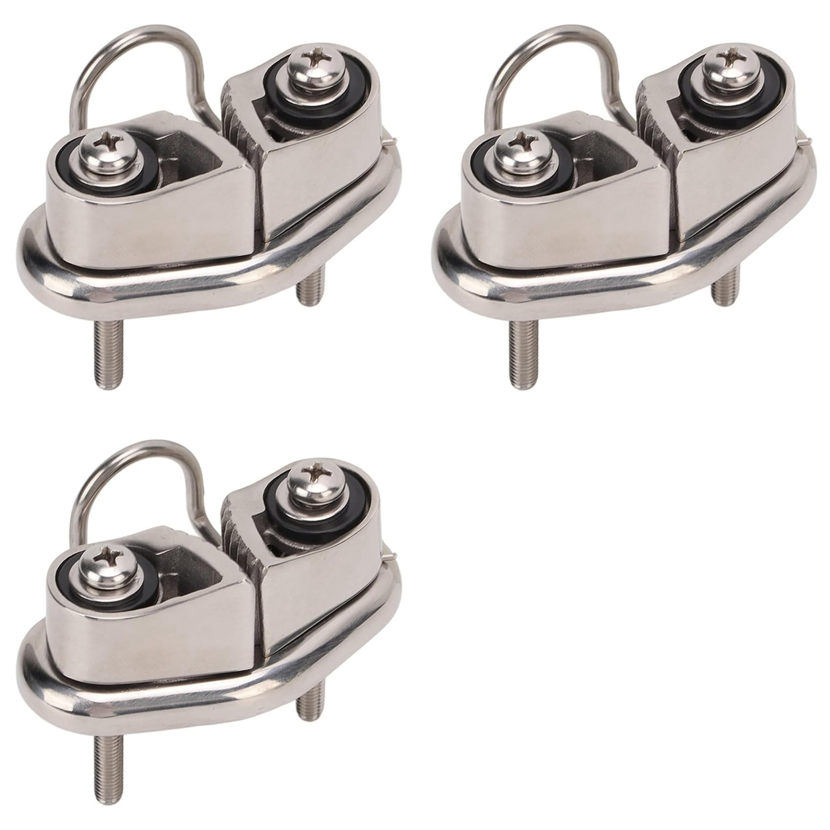 3X 316 Stainless Steel Boat Cam Cleat with Wire Leading Ring, Mirror Polished Sailboat Cleat for 10mm Rope