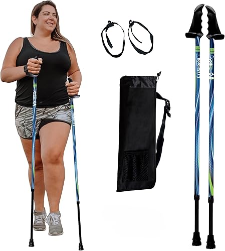 Miniatura 33 de York Nordic Bastones de senderismo motivadores grandes y altos para equilibrio y rehabilitación, 2 piezas, fuertes bloqueos de botón, patas de goma