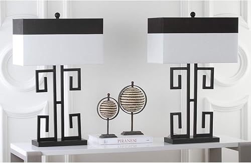 SAFAVIEH Lighting Collection - Juego de 2 lámparas de mesa para dormitorio, sala de estar, oficina en casa, escritorio, mesita de noche, color negro