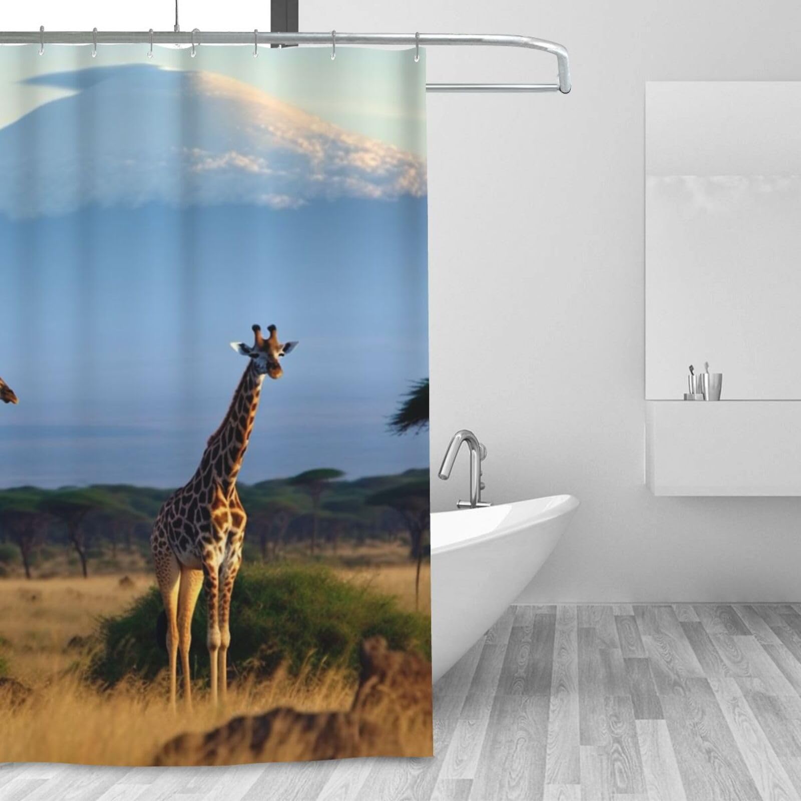 Rideau de douche girafe étanche et lavable pour une salle de bain propre