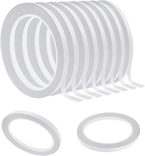 Minelife 10 rollos de cinta adhesiva de doble cara de 14 de pulgada para ropa, artes, manualidades, fotografía, álbumes de recortes, lágrima a mano,