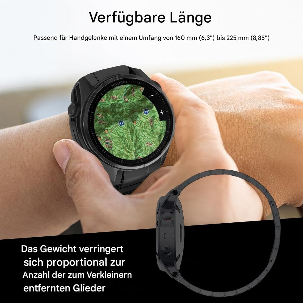 22/26mm Werkzeugloses Titan QuickFit-Metallarmband für Garmin/Fenix
