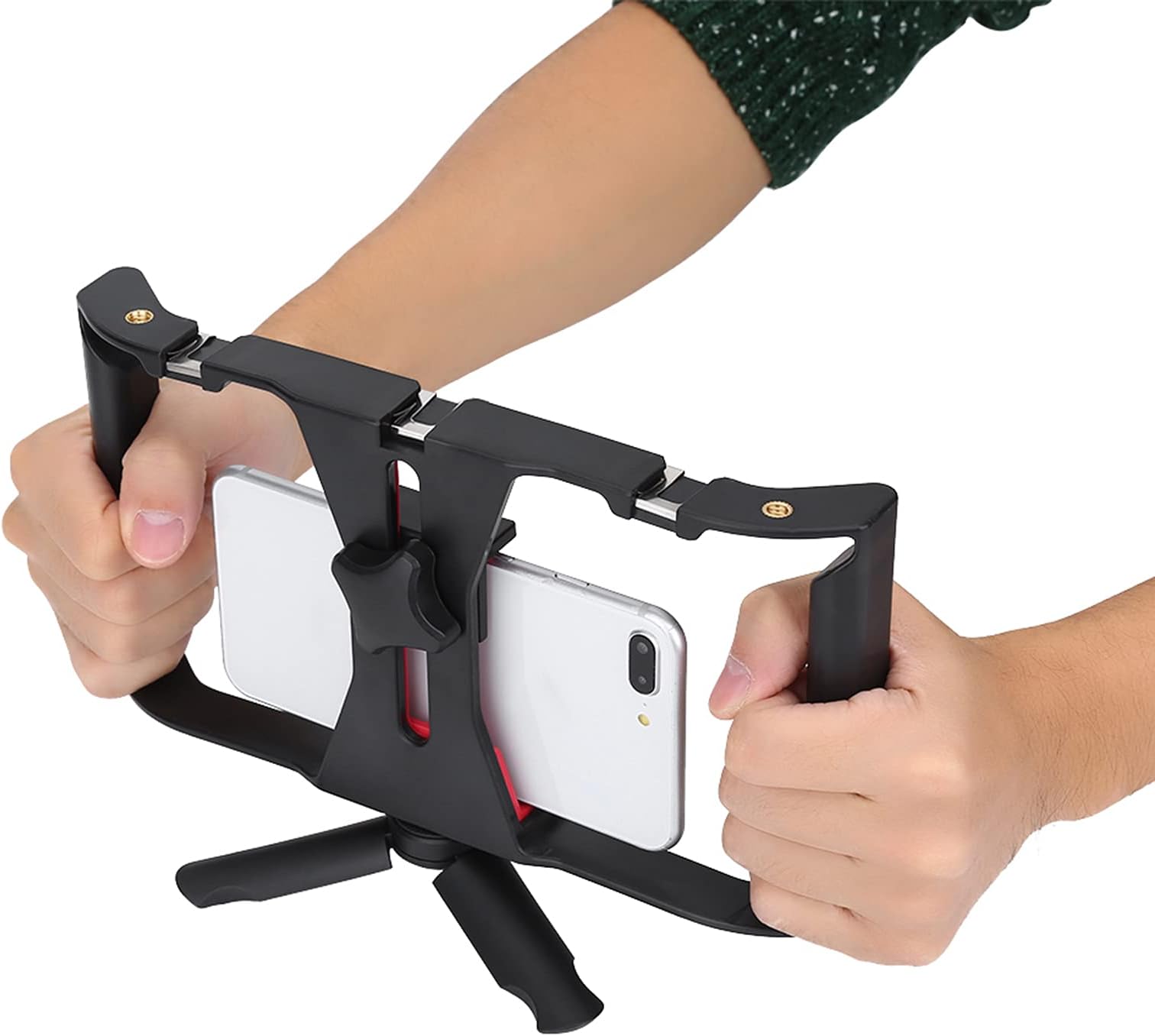 AE-PRO - Smartphone Cage Rig Dual Hanlde Handheld Phone Cage Filmmaking Case with Tripod Cold Shoe for Video RесоrԀings Live Broadcasting