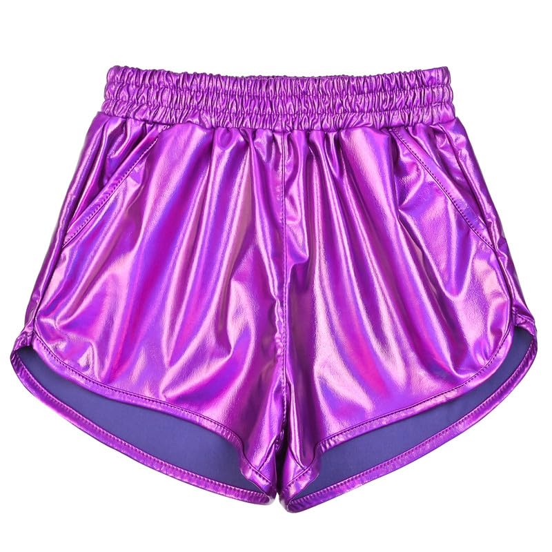 Mirawise Girls Metallic Shorts Shiny Hot Pants Sparkly Dance Outfits Short Pants