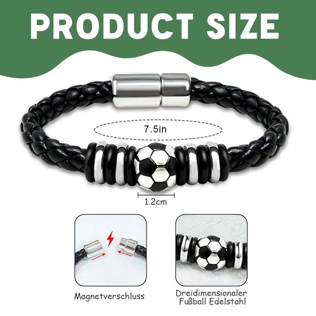 Pulsera de fútbol DWFEYOI para niño, regalo de cumpleaños Navidad 8-14 años