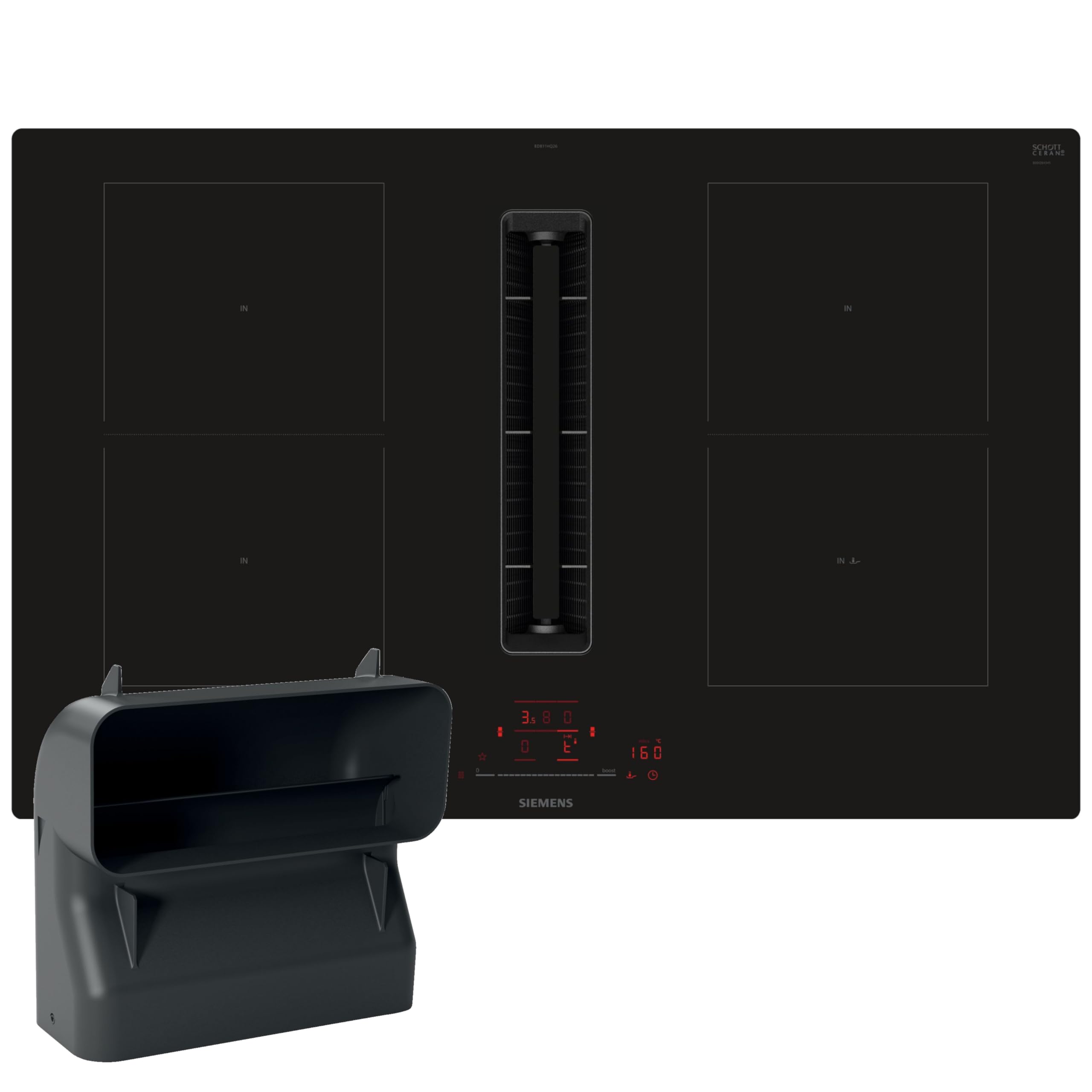 Siemens iQ500 Kochfeld-Set mit Dunstabzug 80 cm rahmenlos ED811HGA6 | Kombi-Induktion, Angenehm leise, Einfach zu reinigen, Home Connect, Bratsensor Pro
