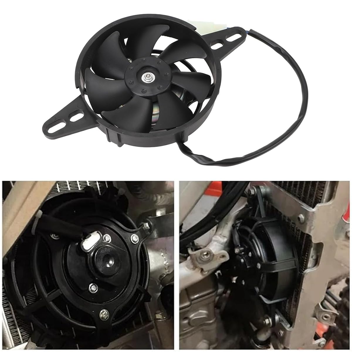 Ludom Ventilateur de radiateur de moto en plastique mince, à pousser ou tirer, refroidisseur d'huile/d'eau électrique pour quad/VTT 150cc, 200cc et 250cc.