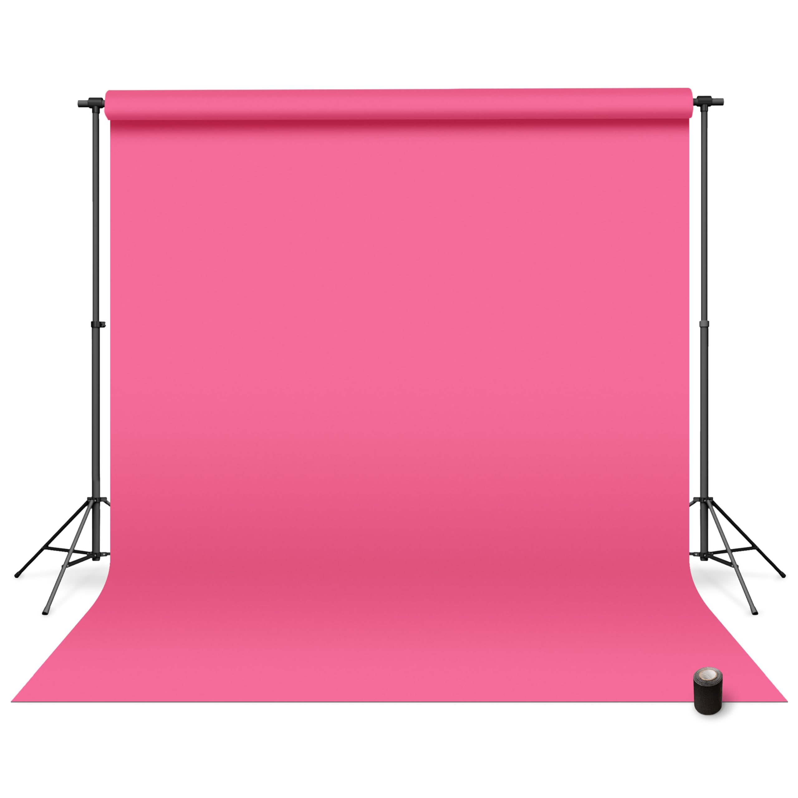 Denny Manufacturing - Seamless Paper Backdrop for Photography, Dark Pink Seamless Paper Roll - Deep Pink (53 in x 36 ft) Includes Free Roll Black