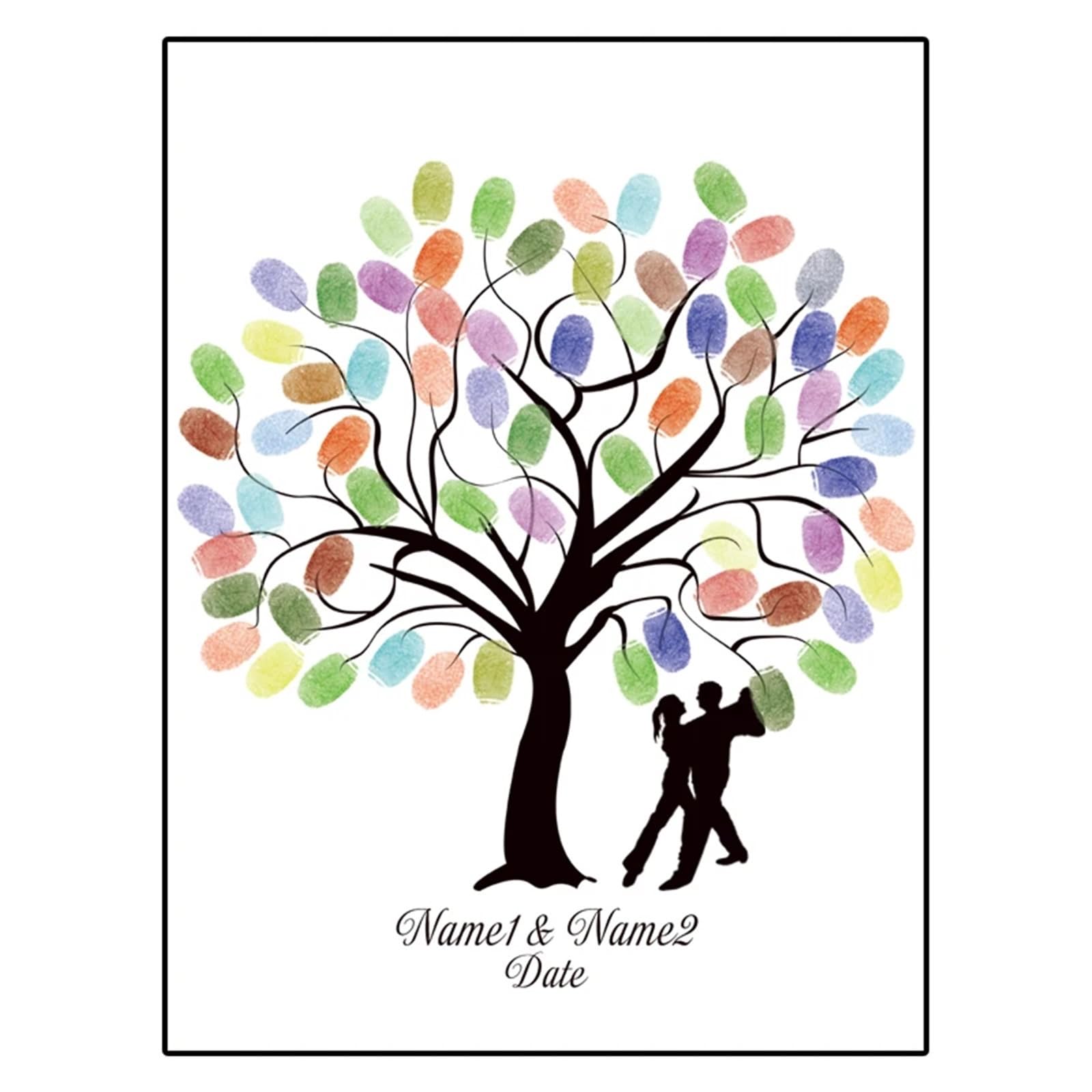 Árbol de huellas para boda regalo original con marco blanco de 16 pulgadas