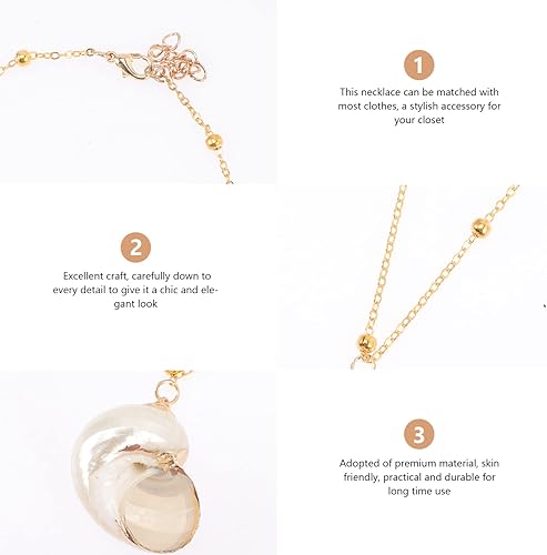 Miniatura 4 de Collar con colgante de concha de concha de mar natural, cadena de cuerda larga, 16 colgantes de concha marina naturales y metálicos, joyería de