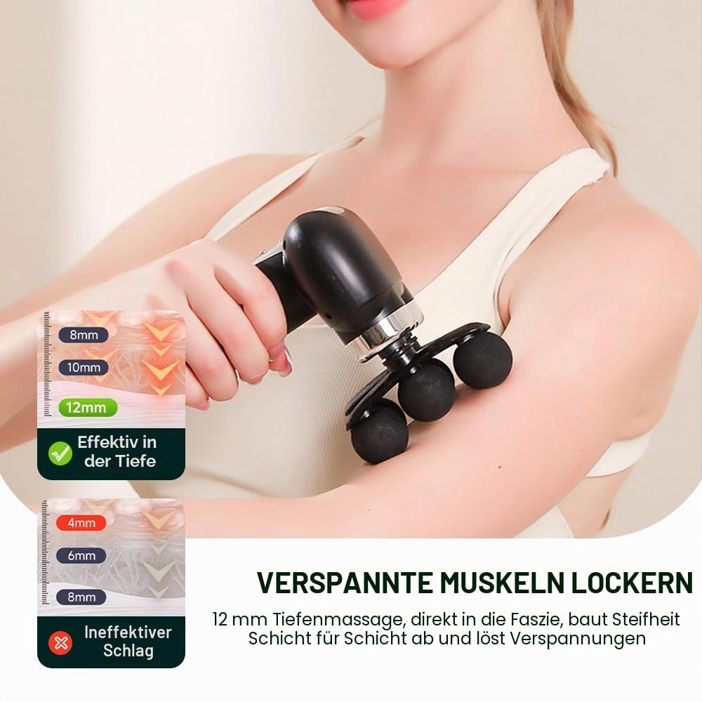 Mehrkopf-Massagegerät, abnehmbare Schlagmassagepistole,massage gun | verlängertem Griff, handgehaltenes RückenmassagegerätTiefengewebemassagegerät, 5 austauschbare Massageköpfe