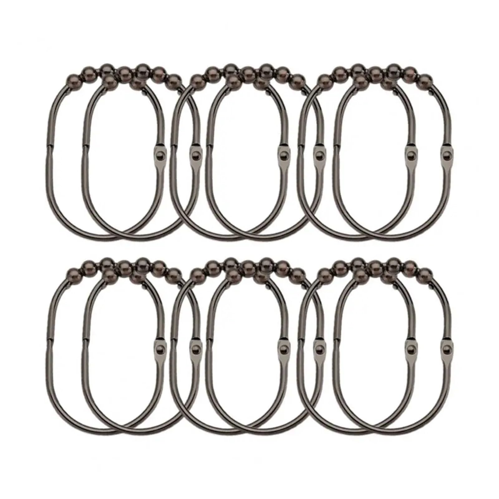 Curtain Hooks 12Pcs Shower Hook Stainless Steel Five Balls Universal Rod Ring Hanger Holder(Bronze Coffee)