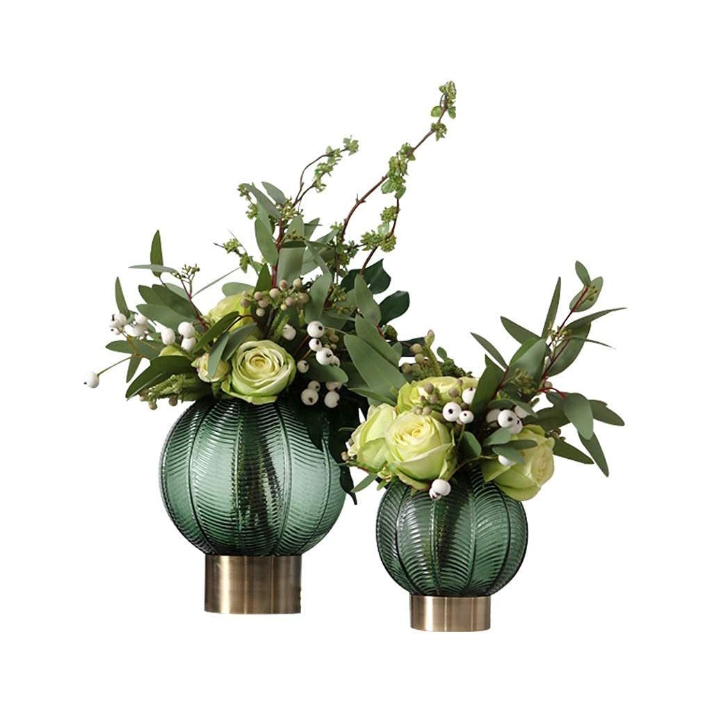 Juego De Flores Artificiales Chiccial Flower Set, Modelo para Sala De Estar De Villa, Jarrón De Cristal Decorativo con Flores Artificiales.
