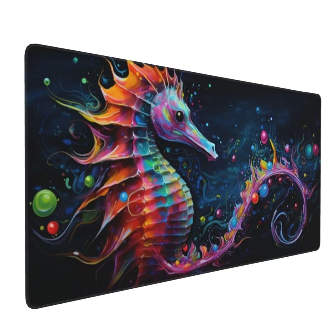 Urocza podkładka pod mysz 119 x 60 cm, wodoodporna i trwała podkładka pod mysz konik morski, bardzo duża podkładka pod mysz, podkładka na biurko, antypoślizgowa gumowa podstawa gamingowa podkładka pod