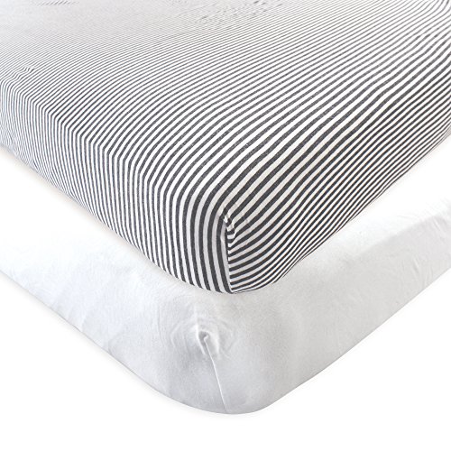 Image of Touched by Nature Unisex Baby and Toddler Organic Cotton Crib Sheet, White Heather Charcoal, One Size