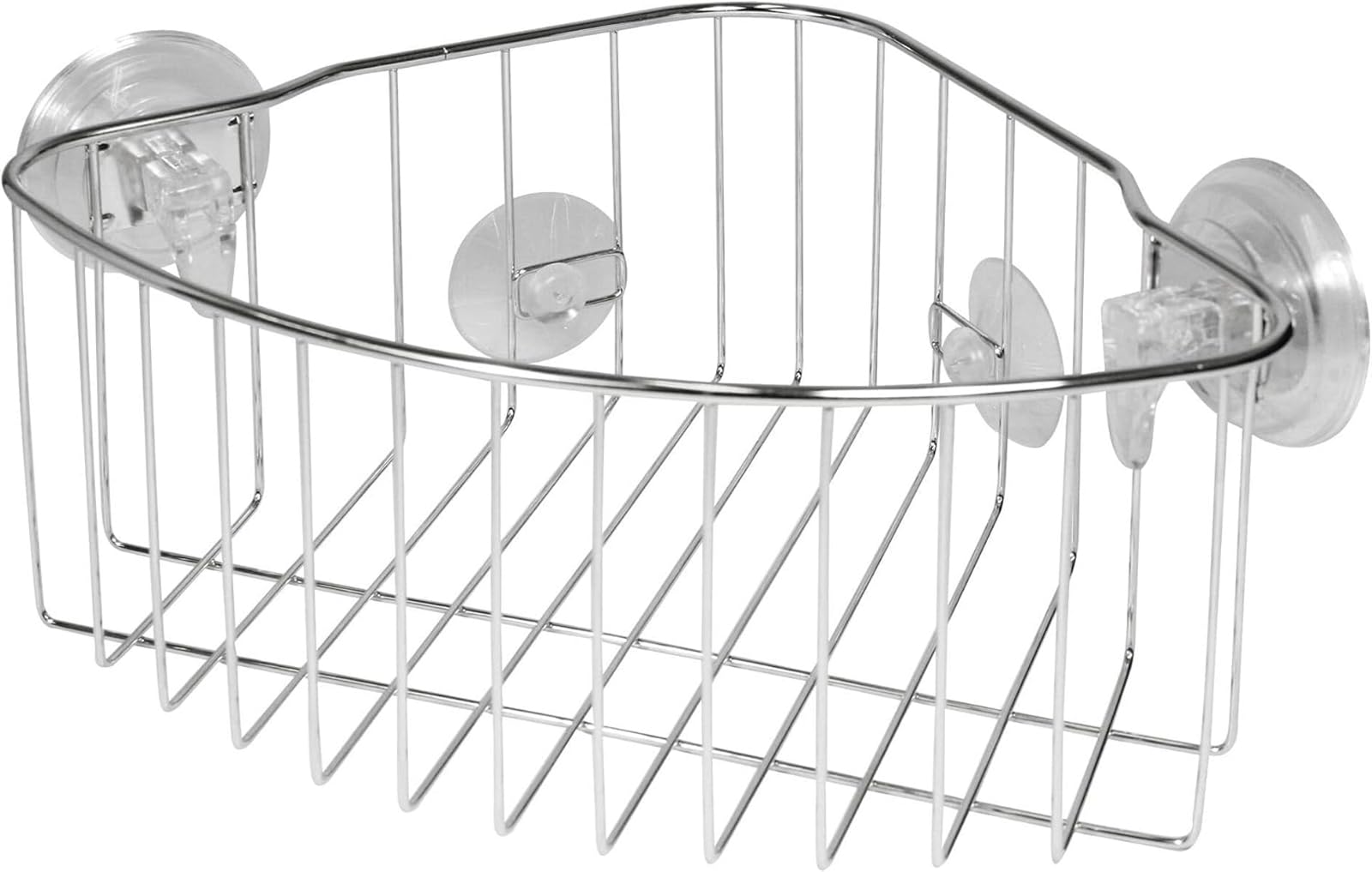 iDesign Reo Stainless Steel Power Lock Suction Corner Storage Shelf - 11.25