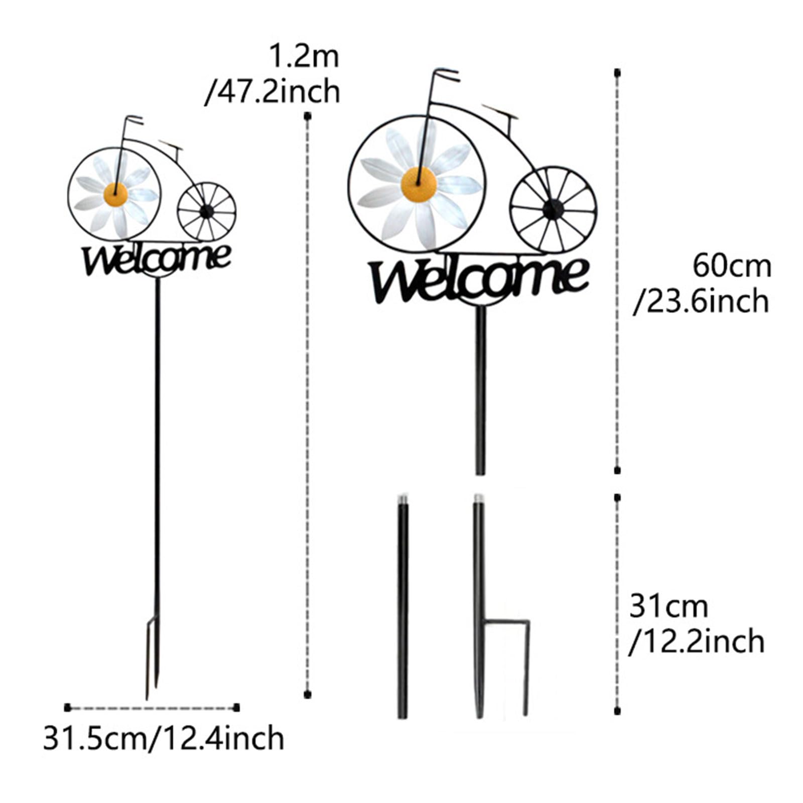 Piquet de bienvenue pour jardin, vélo, moulins à vent, décoration d'extérieur en forme de fleur pour décoration de cour