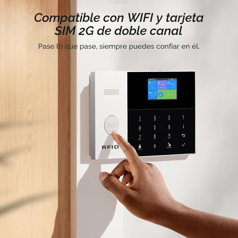 gsm/WiFi Alarma doméstica inalámbrica, 21 Unidades WiFi para el hogar, Sistema de Alarma con aplicación, Sirena de 120 dB, Sensor de Puerta y Ventana, Detector de Movimiento, Control Remoto