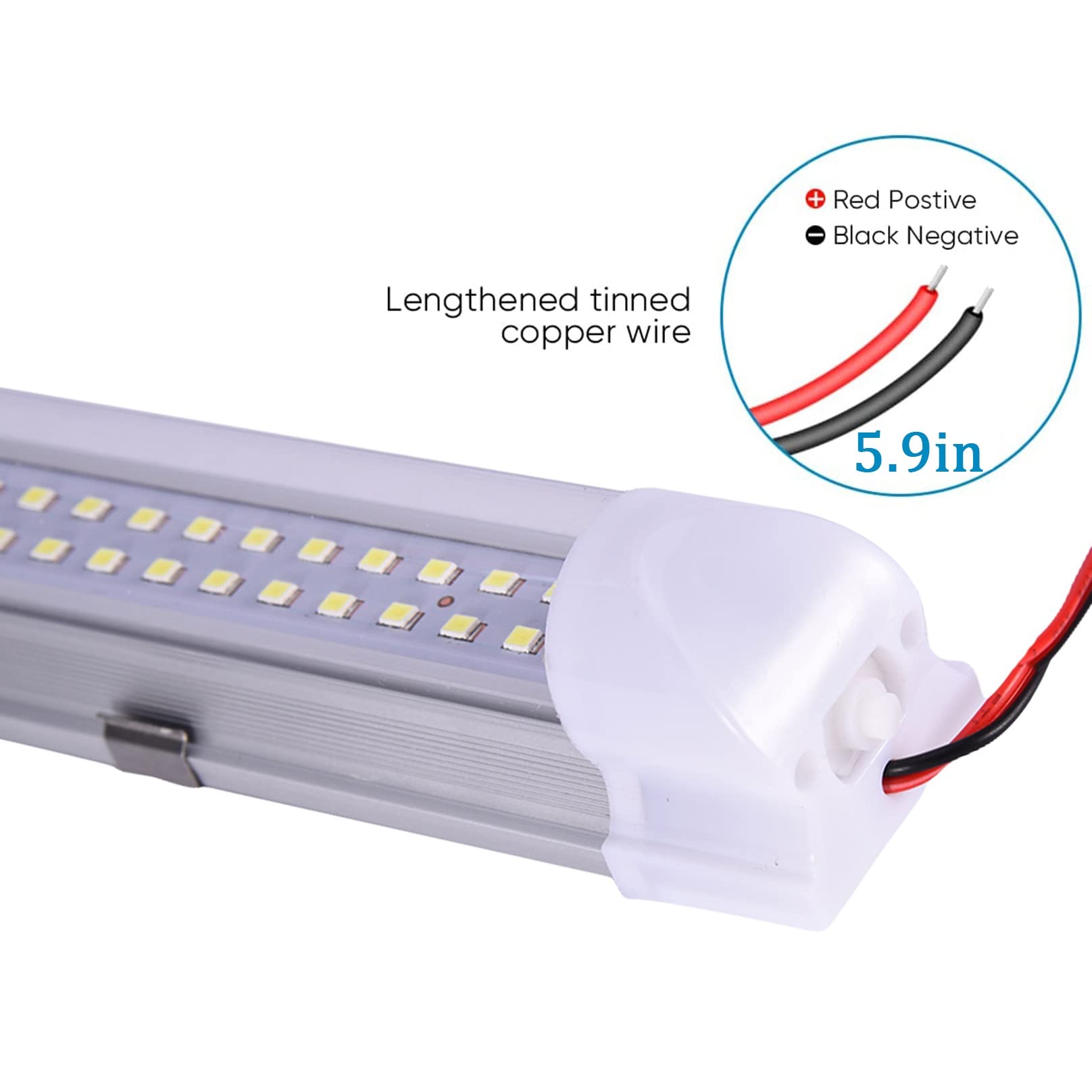 8 paczek 12V listwa oświetlenia wnętrza LED, 72LED 450lm 6W świetlówka LED Taśma oświetleniowa do samochodów dostawczych Auto Camper Bus Przyczepa kempingowa Łódź Samochód