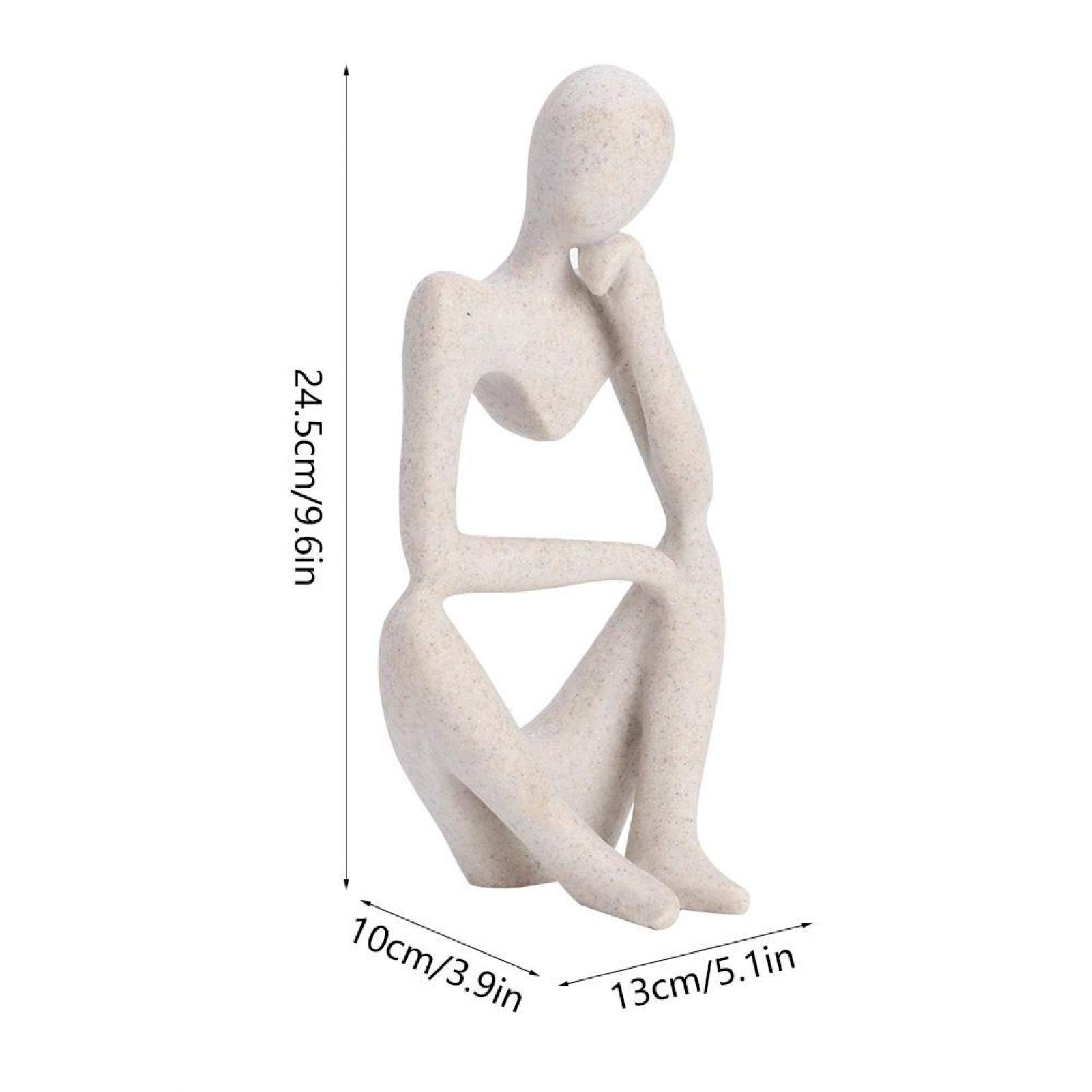 Ozzptuu Zandsteen Hars Denker Stijl Abstract Sculptuur Standbeeld Collectible Beeldjes Thuiskantoor Boekenplank Desktop Decor (Klein-Links