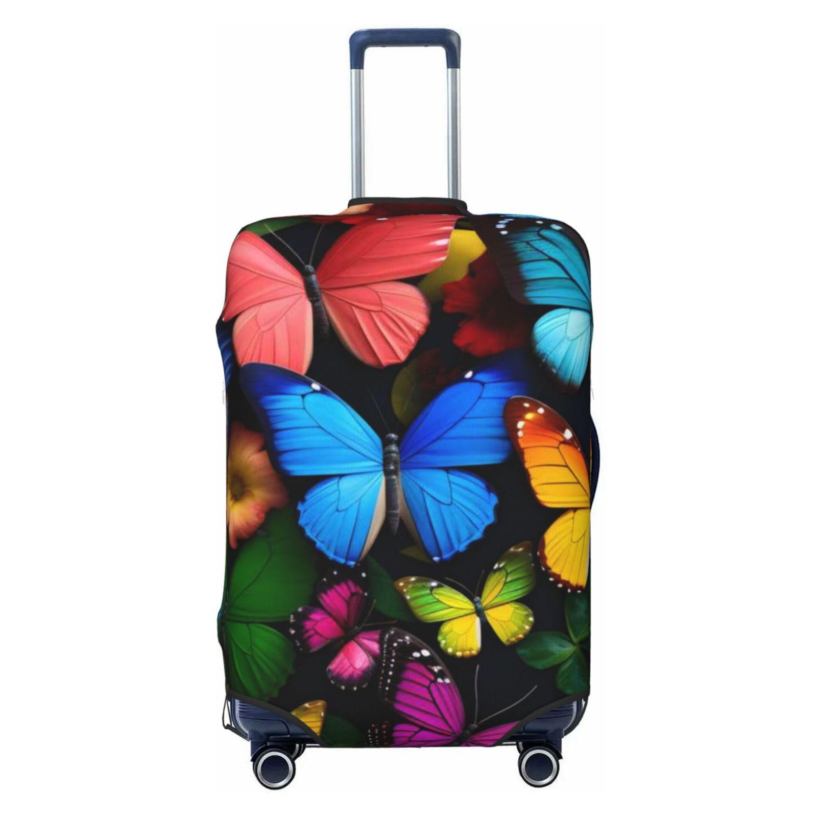 Kofferabdeckungen, Kofferschutzhülle mit Gänseblümchen-Motiv, Kratzfest, passend for 78,7–81,3 cm großes Gepäck(Colorful Butterflies,M)