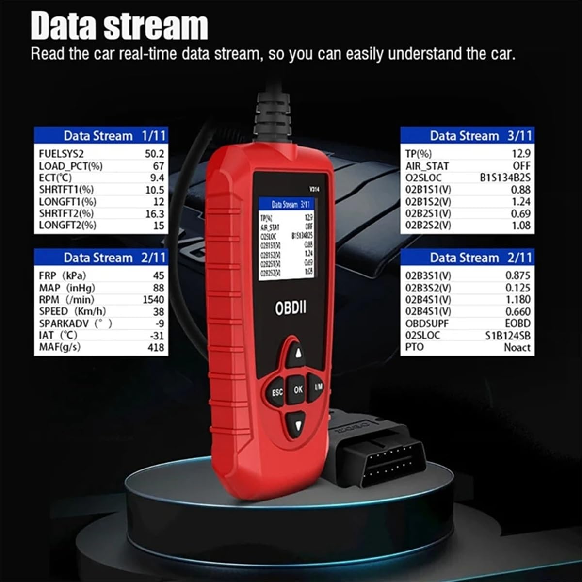 V314 Detector de fallos automotrices de diagnóstico automotriz Tarjeta de lectura de código a bordo Obd2 Detector de batería Instrumento de diagnóstico de limpieza de código
