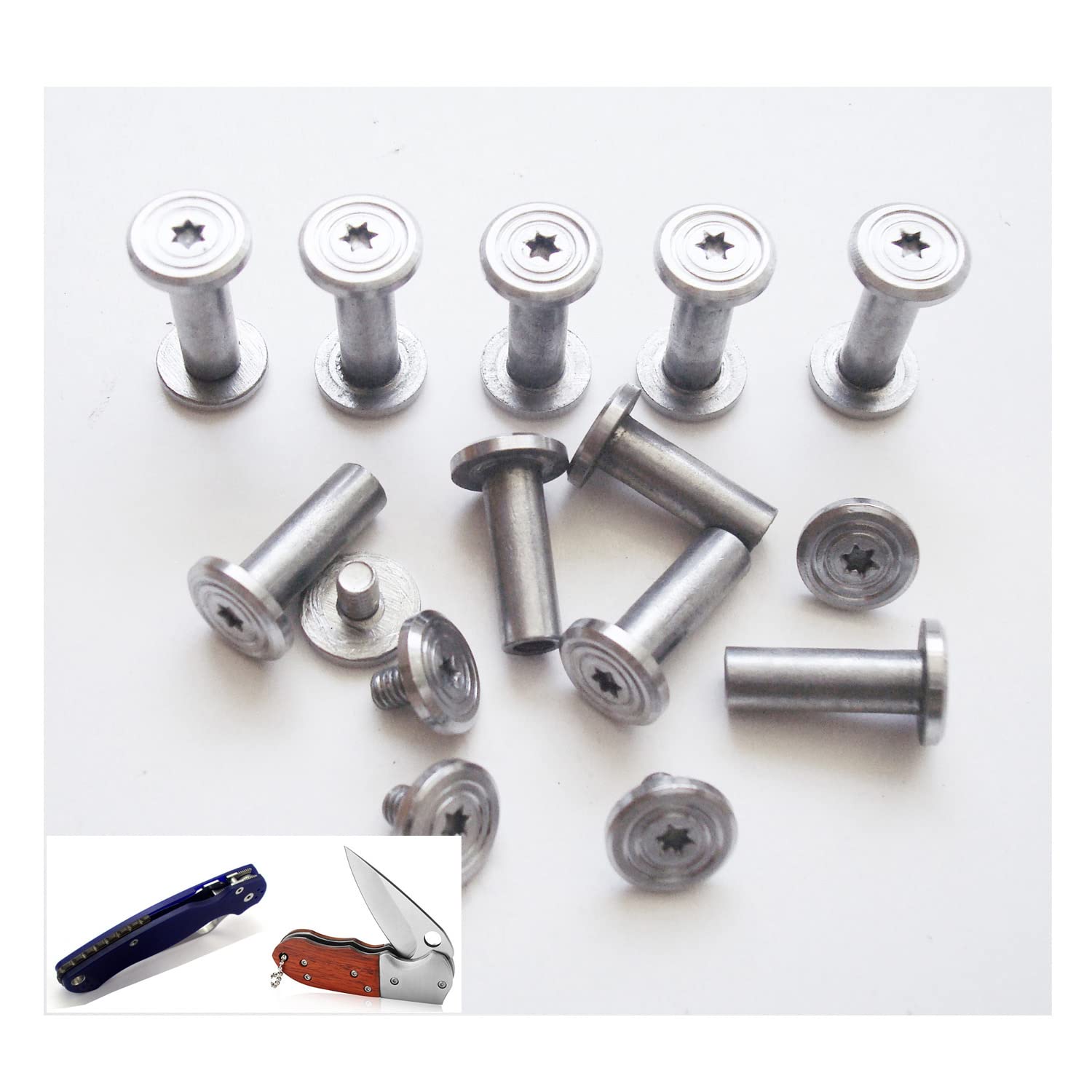 KNIFIUS Taschenmesser Drehgelenk-Stifte Set – 10-teilig, Edelstahl, Für Messerbau & DIY