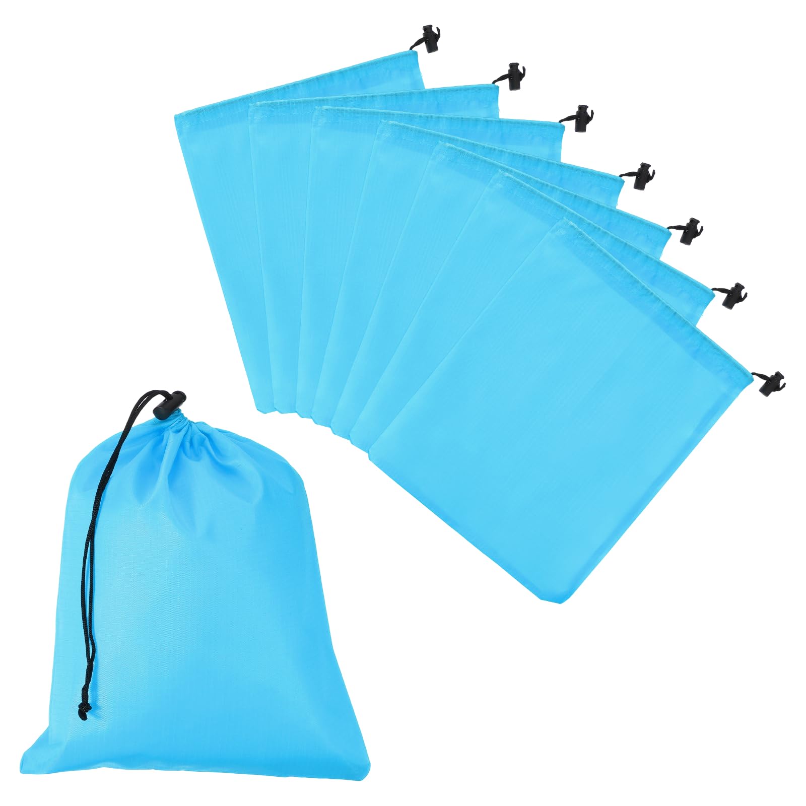 YELARXI Drawstring Bag with Toggle, Stuff Sack String Waterproof Travel Storage Bags Cinch Stuff Pouch 10" x 12" & 8 Pack & Sky Blue -Fitting for (Gym/Traveling/Hiking/Yoga/Office/Shoes)