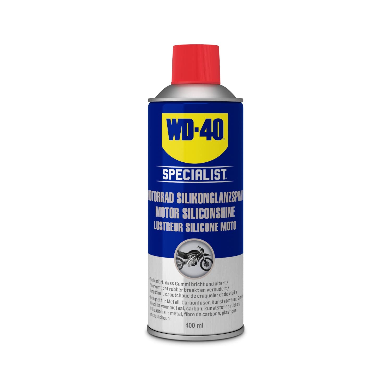 WD-40 Specialist Aerosol de silicona para motocicleta 400 ml | Spray de brillo para motocicleta | Limpiador WD40 | Spray de silicona para motocicleta
