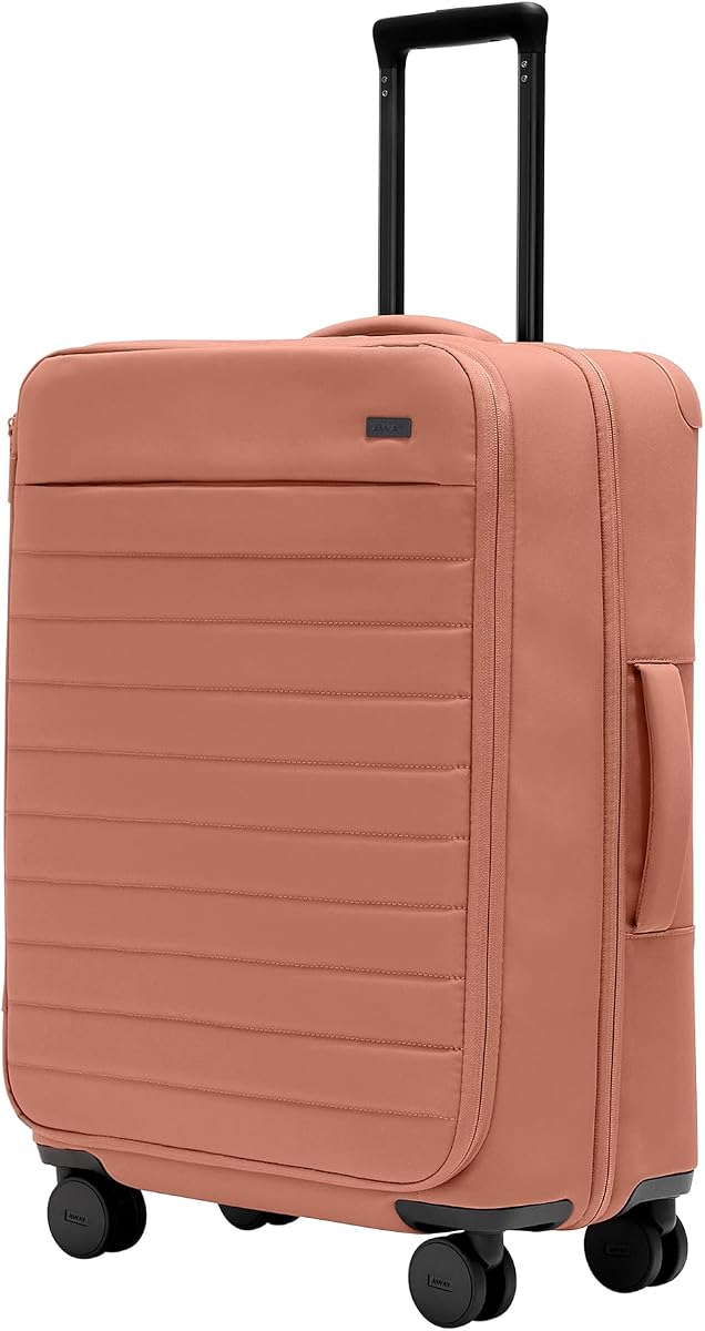 Equipaje a cuadros mediano, maleta giratoria ligera y blanda de 26 pulgadas | Maleta liviana y duradera, ruedas giratorias premium de 360°, sistema de compresión interior, candado aprobado por la TSA, rosa arcilla