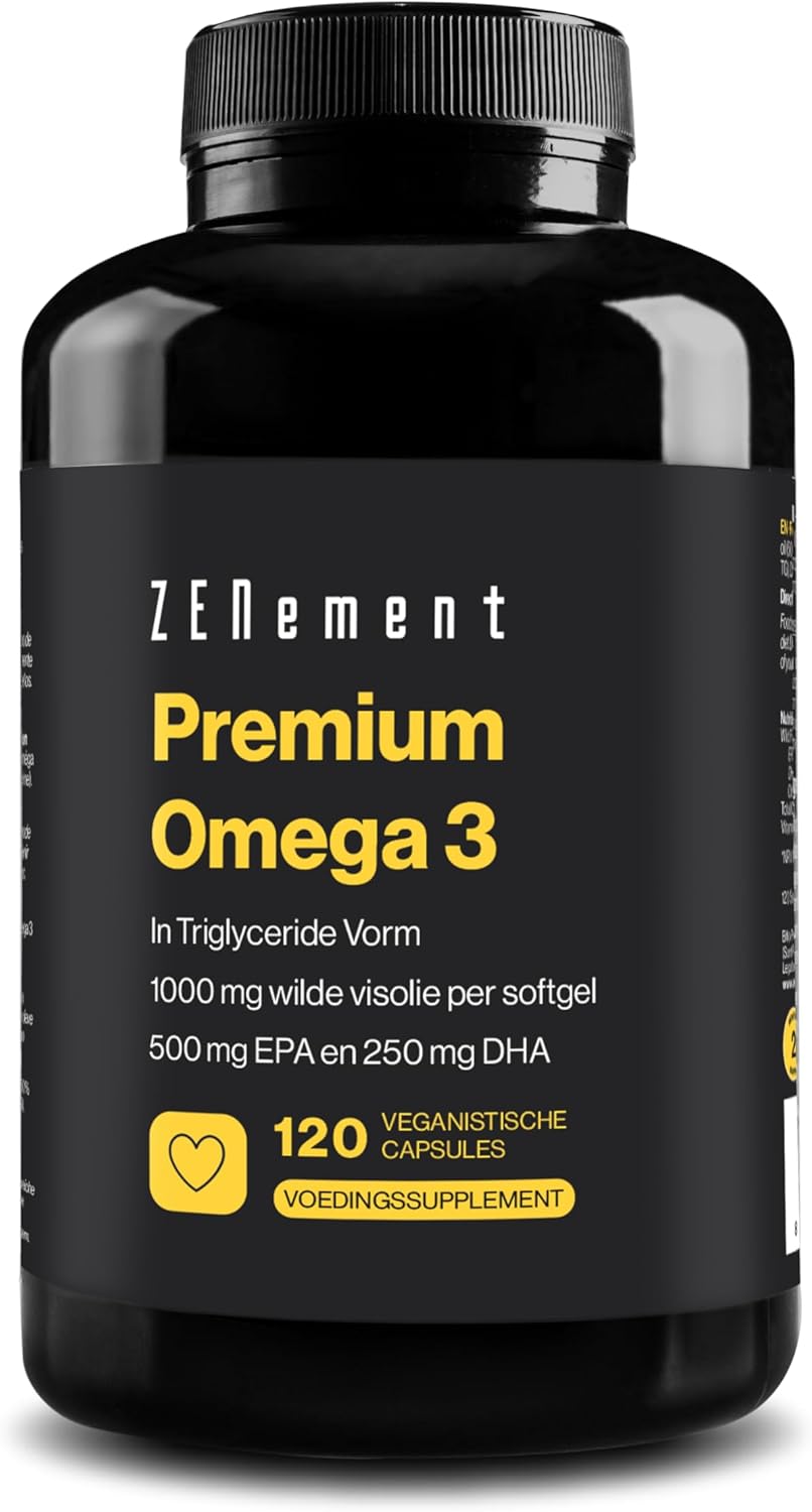 Omega 3 Premium – Triglyceriden voor Optimale Opname – 1000 mg EPA + 500 mg DHA per Dosis – Wilde Visolie Gecertificeerd door FOS – 120 Capsules
