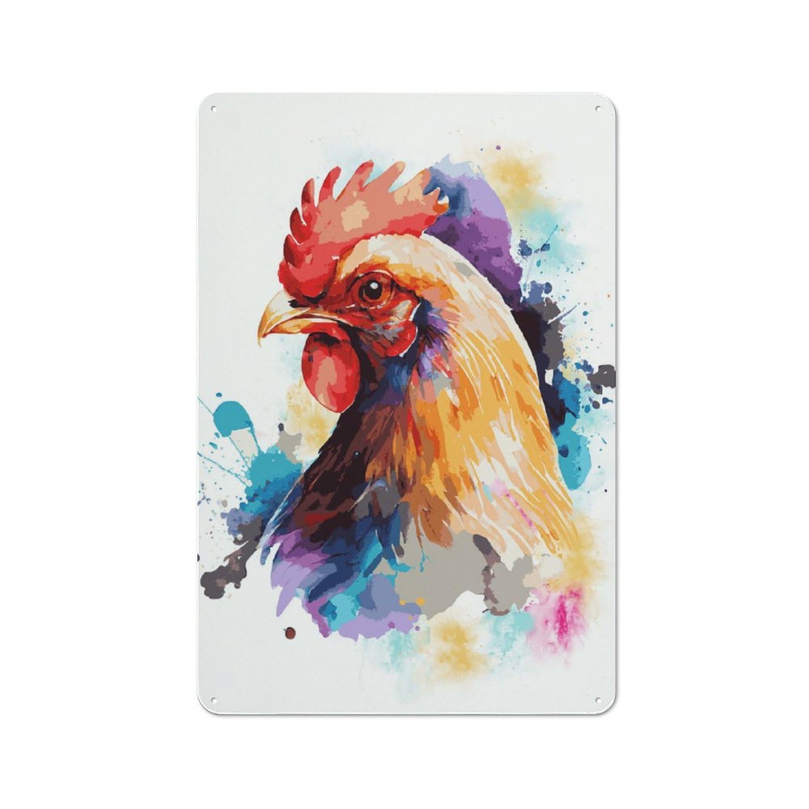 Junmoney Style-12 Abstract Chicken Art Retro Metal Plaque 30X20cm For Guest Room Or Hallway, Housewarming Present For People Styling Guest Room And Hallway