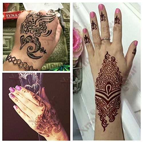 Xmasir Pack Of 10 Airbrush Henna Tattoo Stencil For Women Hand Finger Face Body Painting Kids Glitter Tattoo Templates 18 X 8.5Cm (1) #TOP5