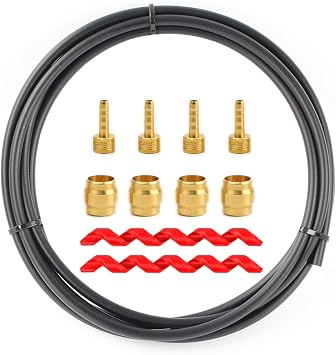 Replacement Bike Hydraulic Disc Brake Hose with Brass Olive and Barbed Fitting Kit Compatible with Shimano BH59, BH90, AVID SRAM and Magura, 2.5m Length, Multiple Fitting options for AVID SRAM