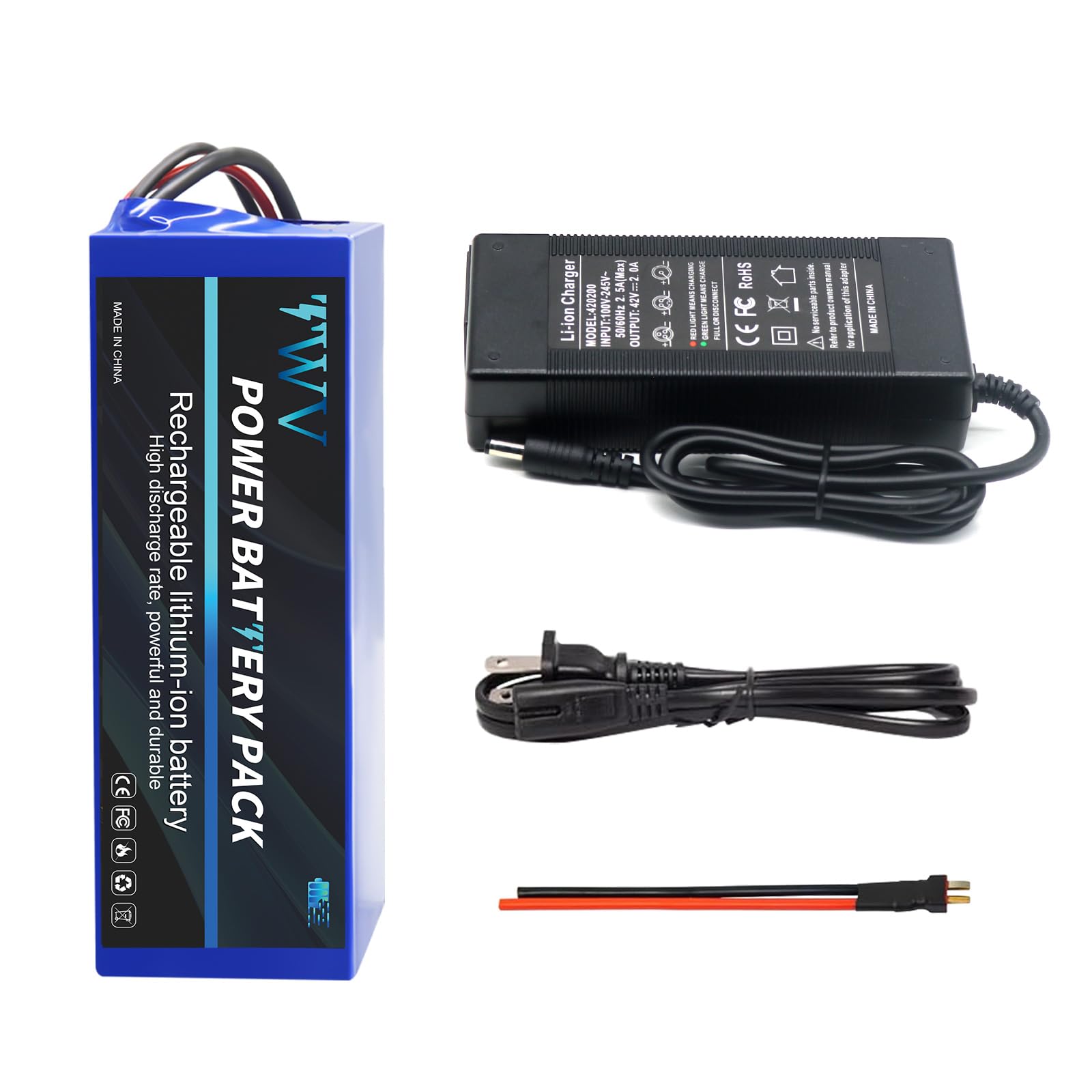 TWV 36V 8Ah Ebike Battery 36/48 Volt 8Ah 10Ah 14Ah 20Ah Lithium Battery Pack with 2A Fast Charger, 30A BMS for 0-1000W Electric Bicycle Motor (36V 8Ah)