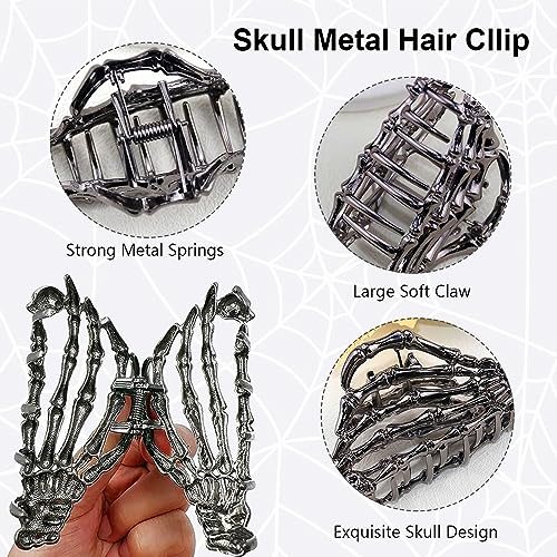 Aiupuoc Black Hair Clip With Skeleton Skull Design For Women'S Hair Styling thumb #2