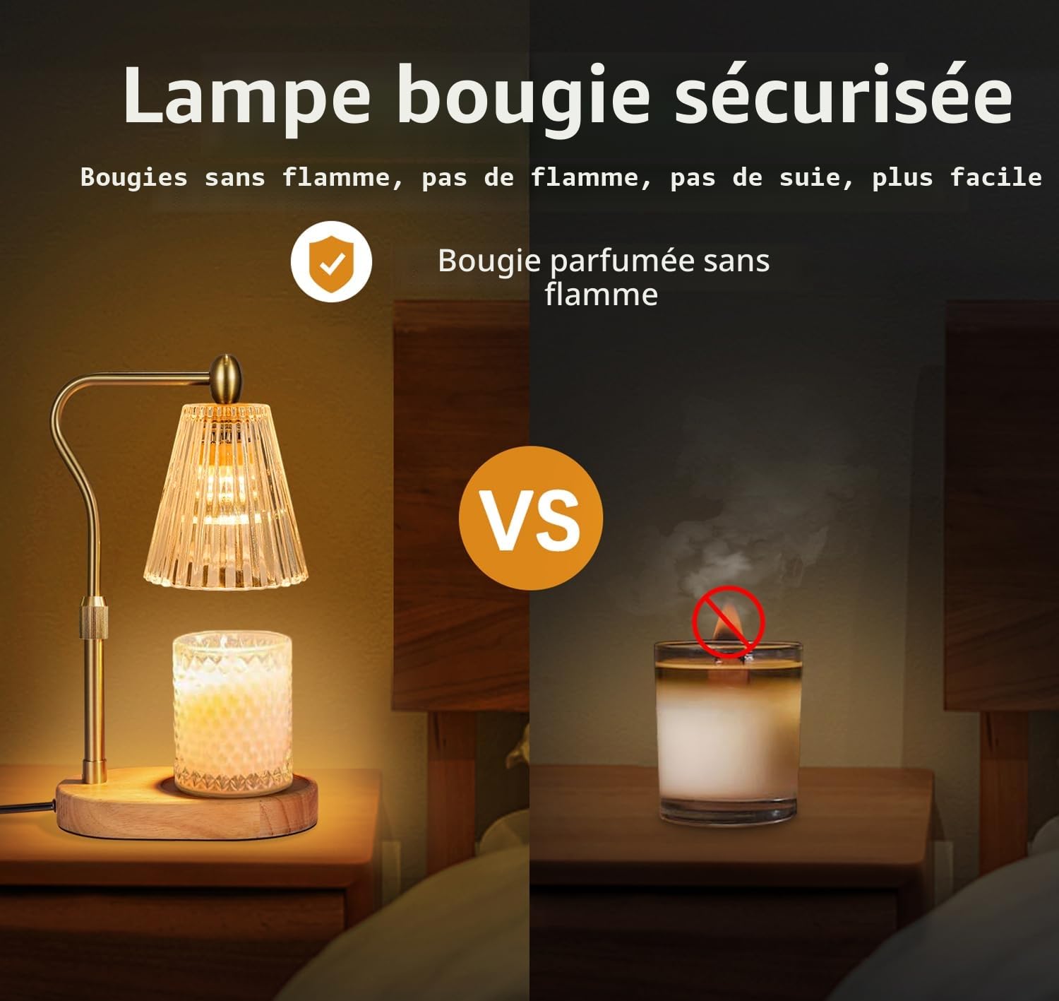 Loowoko Lampe Chauffe Bougie, Chauffage Bougie avec Minuterie et Variateur,Réglable en Hauteur,avec 2 Ampoules,Candle Warmer Lamp pour Bougies Parfumées en Verre, Maison, Chambre, Décoration