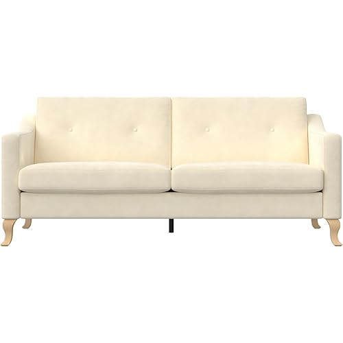Mr. Kate Tess Sofa with Soft Pocket Coil Cushions, Small Space Living Room Furniture, White Linen