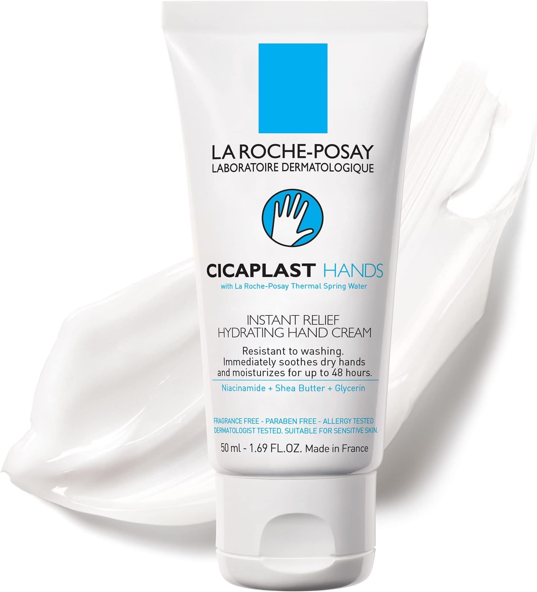 Cicaplast Hand Cream, Instant Relief Moisturizing Hand Lotion for Dry Hands, Fragrance Free, 1.69 fl. oz.