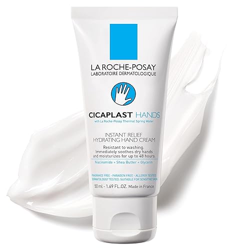 La Roche-Posay Cicaplast Hand Cream, Instant Relief Moisturizing Hand Lotion for Dry Hands, Shea Butter Lotion for Dry Cracked Hands, Non Greasy, Fragrance Free - Cicaplast Hand Cream