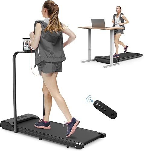 HomeFitnessCode Cinta de correr plegable 25 HP para debajo del escritorio máquina eléctrica portátil para caminar y trotar para oficina en casa con