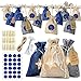 Produktbild Amteker 24 Adventskalender zum Befüllen - Stoffbeutel, 1-24 Adventszahlen Aufkleber, Weihnachten Geschenksäckchen, Adventskalender 2020, Weihnachtskalender Bastelset, Basteln Füllung für Männer Kinder