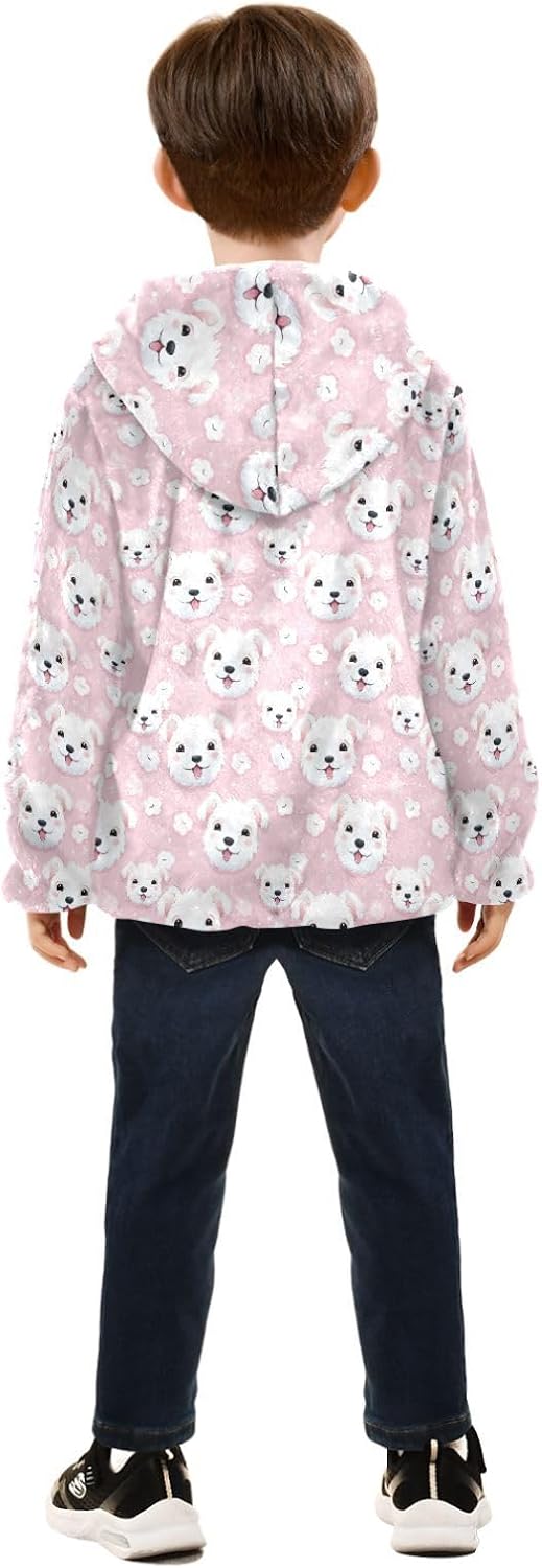 Cute Dog Puppy Boys Fleece Coat,Children's Zip-Up Hoodie Jacket,Baby Warm Fashion Outerwear 3-10T,A113285