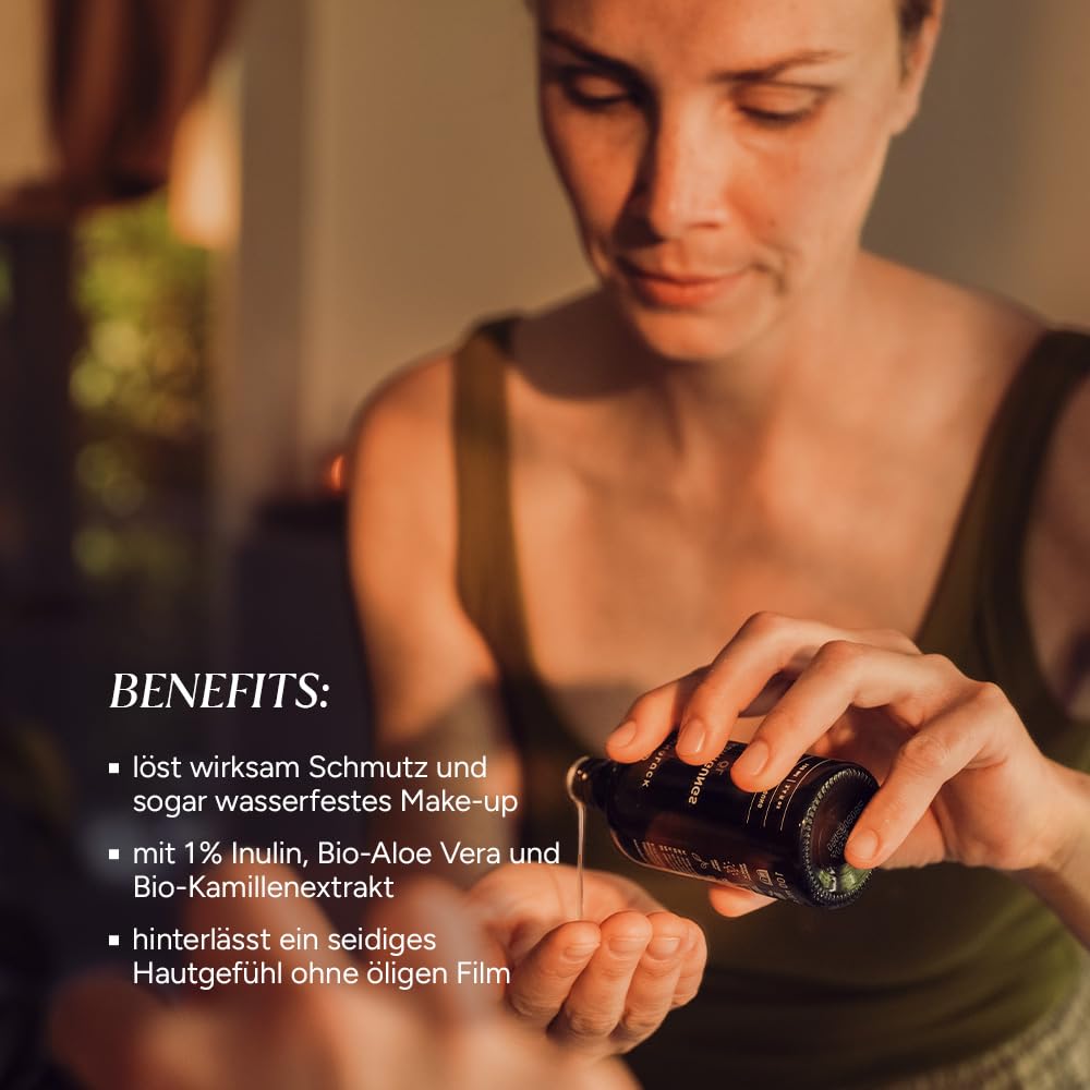JUNGLÜCK Reinigungsöl Gesicht - Vegan | Natürliches Cleansing Oil mit hochwertigem BIO Arganöl, Jojobalöl & Rizinusöl | Gesichtsreinigung ohne Zusätze, Make-Up Entferner | Made in Germany